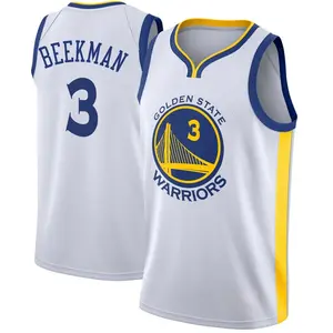 Golden State Warriors Swingman Gold Reece Beekman White Jersey - Association Edition - Men's